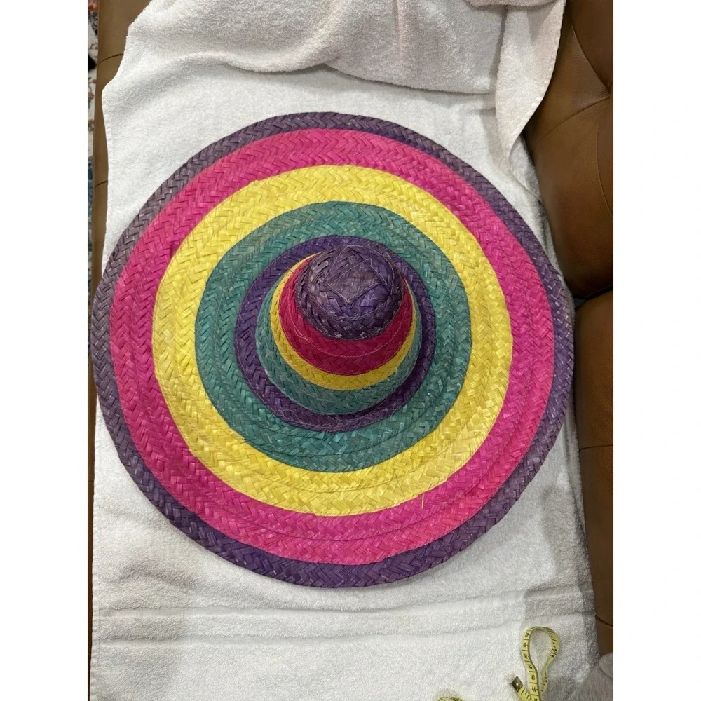 Fun‎ Express Bamboo Multicolor Sombrero Fiesta Hat Purple Pink Yellow Green